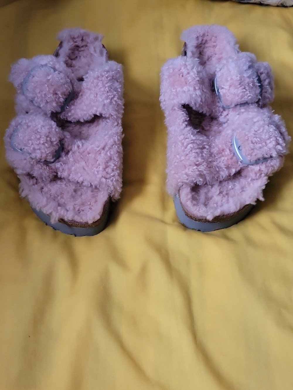 Birkenstock Pale Pink Shearling Papillio Arizona Size 38 Or 7 1/2